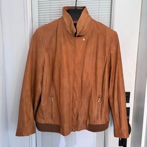 EUC Talbots 18w Caramel-Coloured Leather Jacket